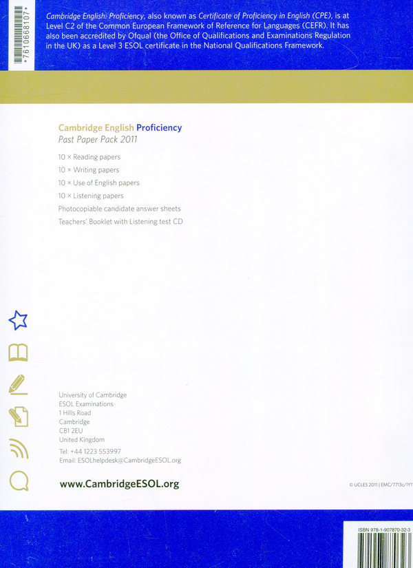 Паперова книга «Cambridge English Proficiency. Past Paper Pack 2011 (CPE) (+CD-ROM)» - фото №1