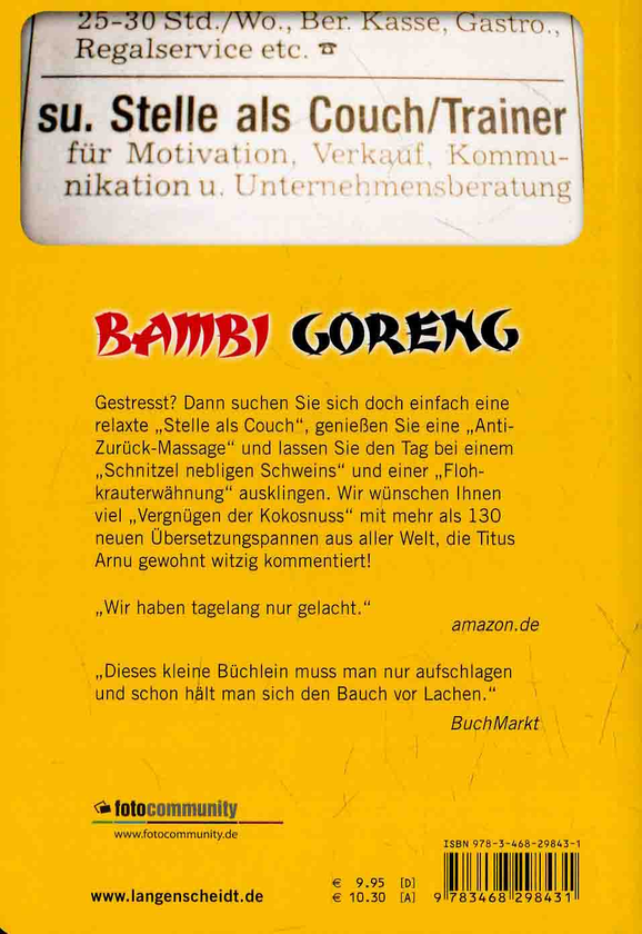 Бумажная книга «Langenscheidt Bambi Goreng - Übelsetzungen: Noch mehr Sprachpannen aus aller Welt» - фото №1