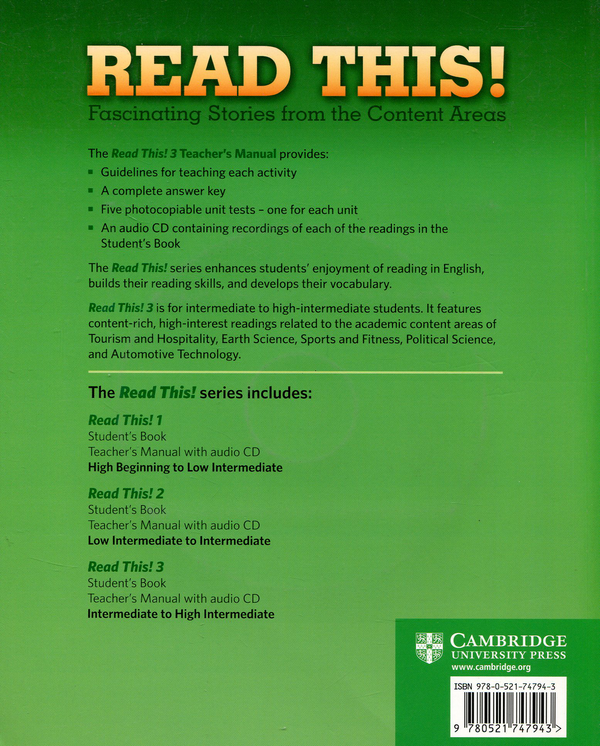 Бумажная книга «Read This! 3 Teacher's Manual + CD», автор Элис Саваж - фото №1