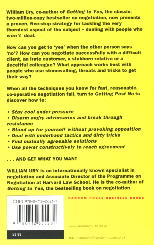 Паперова книга «Getting Past No. Negotiating with Difficult People», автор Вільям Юрі - фото №1
