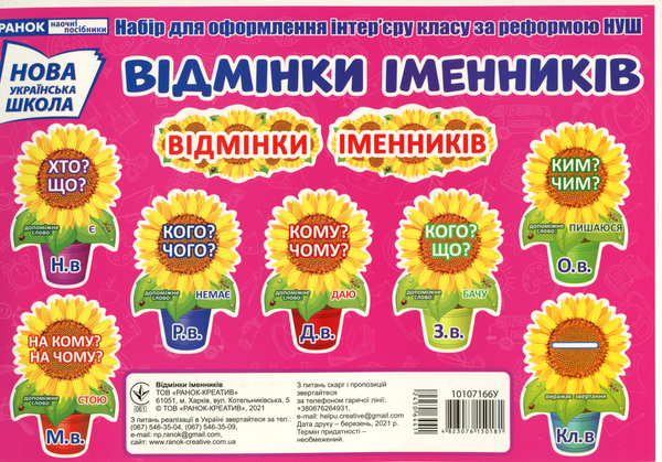 [object Object] «Набір для оформлення інтер'єру класу за реформою НУШ. Відмінки іменників» - фото №1