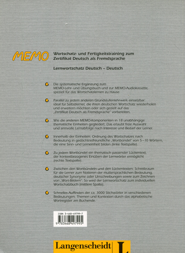 Бумажная книга «MEMO. Lernwortschatz Deutsch-Deutsch», авторов Лукас Вертеншлаг, Пауль Руш, Мартин Мюллер, Гернот Хойбляйн - фото №1