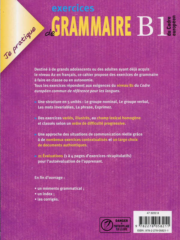 Бумажная книга «Je partique - exercices de grammaire B1 Du Cadre Europeen» - фото №1
