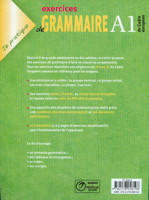 Паперова книга «Je prartique - exercices de grammaire A1 du Cadre Europeen» - фото №1