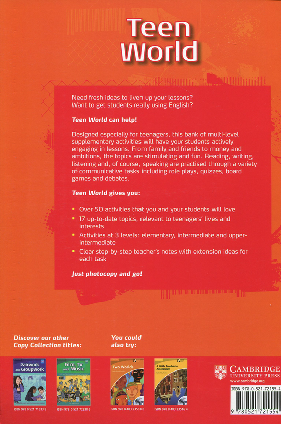 Бумажная книга «Teen World: Multi-Level photocopiable activities for teenagers (Cambridge Copy Collection) », автор Джоанна Бадден - фото №1
