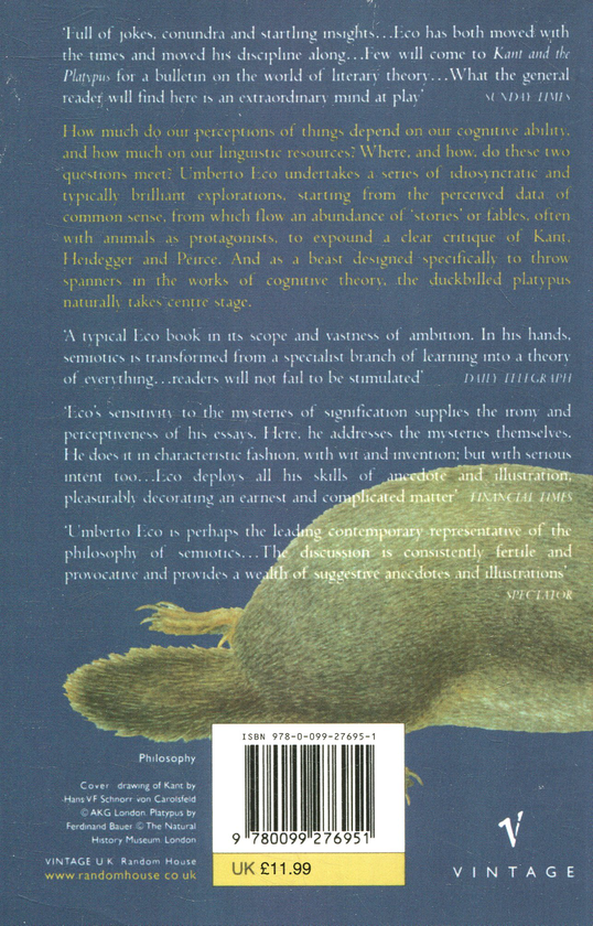 Паперова книга «Kant And The Platypus», автор Умберто Еко - фото №1