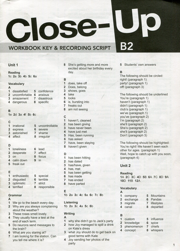 [object Object] «Close-Up B2  Workbook Key & Recording Script» - фото №1
