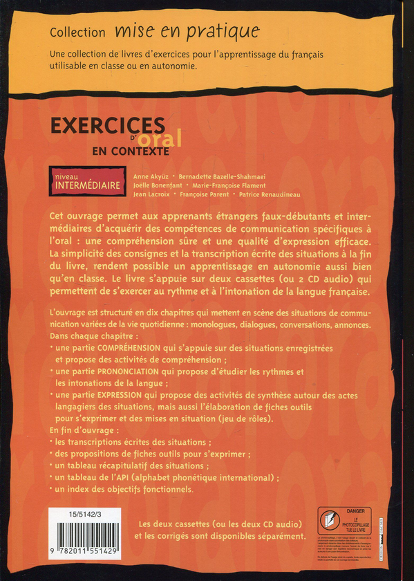 Паперова книга «Exercices D'Oral En Contexte niveau Intermediaire», автор Енн Акюз - фото №1