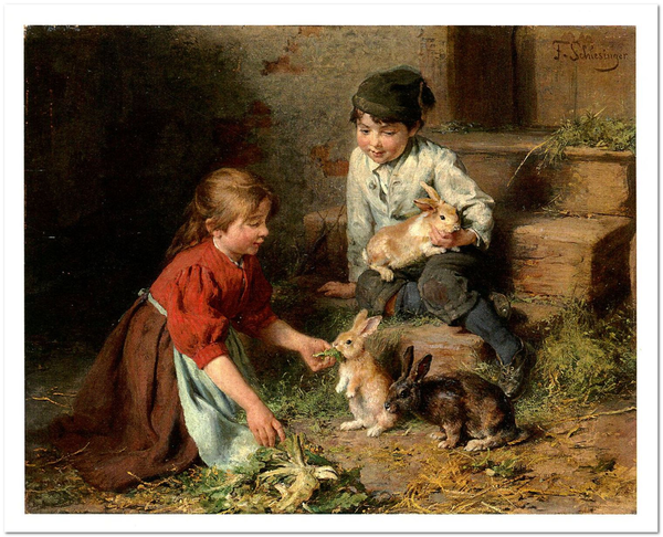  «Открытка Felix Schlesinger - Feeding the Rabbits (FS07)», бренда Artistic Card - фото №1