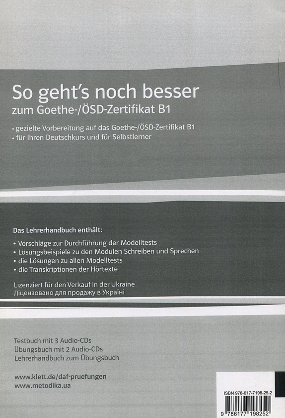 Бумажная книга «So geht's noch besser zum Goethe-/ÖSD-Zertifikat B1. Lehrerhandbuch zum Testbuch» - фото №1