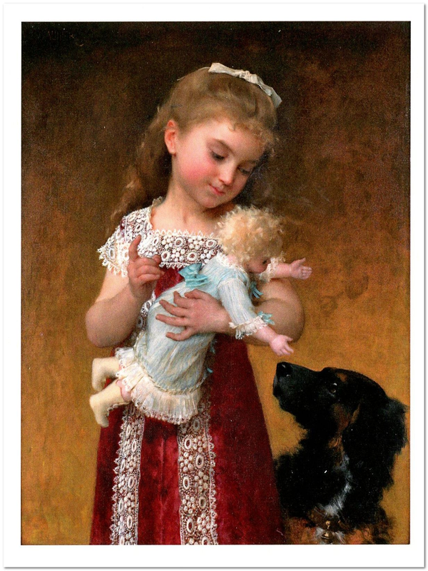 «Открытка Emile Munier - Girl with Doll and Dog (EMU10) », бренда Artistic Card - фото №1
