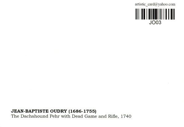  «Открытка Jean-Baptiste Oudry — The Dachshound Pehr with Dead Game and Rifle (JO03)», бренда Artistic Card - фото №1