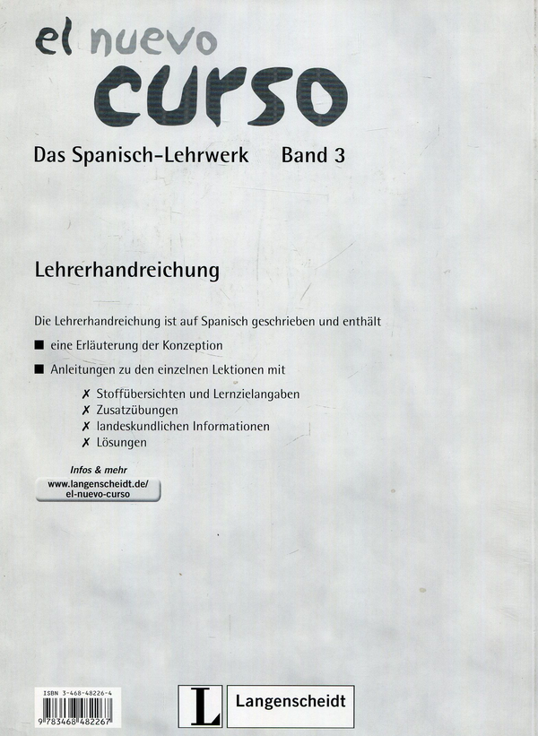Бумажная книга «El Nuevo Curso 3. Das Spanisch-Lehrwek. Lehrerhandreichung» - фото №1