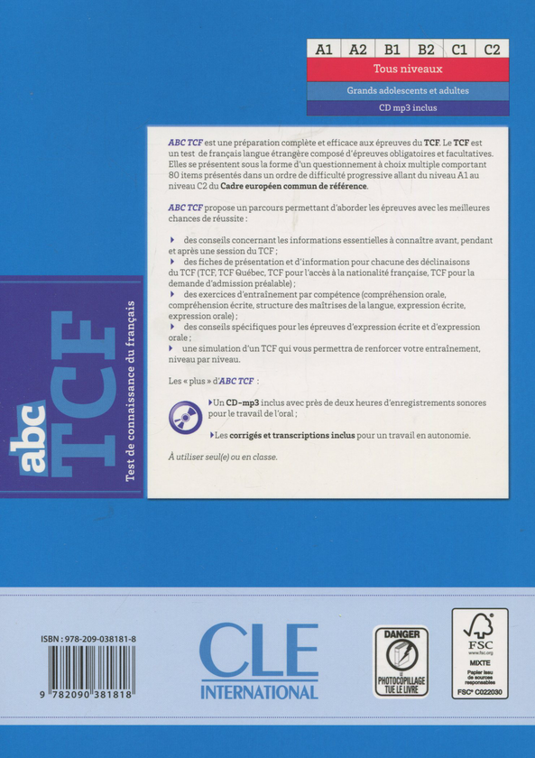 Паперова книга «ABC TCF Livre (+ Audio-CD)», авторів Бруно Мегре, Себастьян Портеллі - фото №1