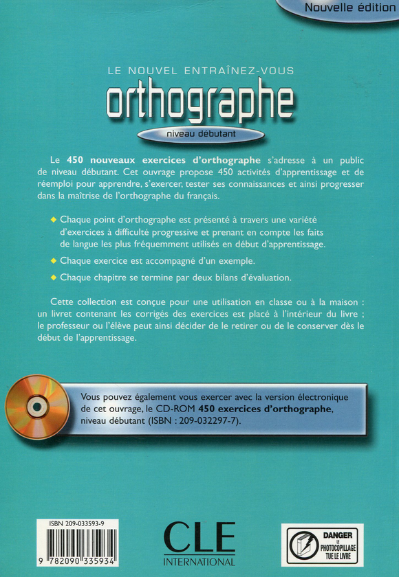 Бумажная книга «Orthographe 450. Nouveaux Exercices Debutant Livre+corriges», автор Лоран Хермелин - фото №1