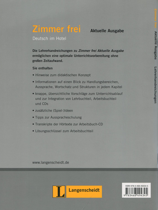 Бумажная книга «Zimmer Frei. Aktuelle Ausgabe: Lehrerhandreichungen», авторов Ульрик Кохен, Николетта Гранди - фото №1