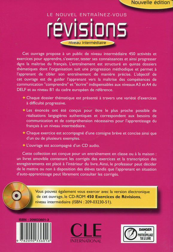 Бумажная книга «Revisions 450 Exercises Textbook + Key (+CD Audio)  (Intermediate B1) (French Edition)», автор Селин Юэт - фото №1