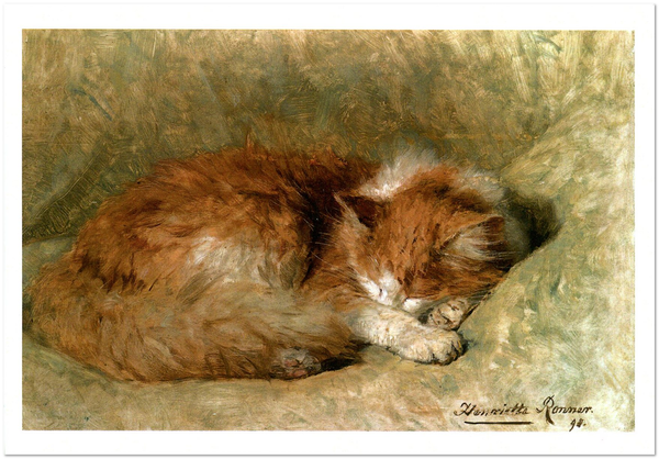  «Открытка Henriette Ronner-Knip — A Sleeping Cat (HRK40)», бренда Artistic Card - фото №1