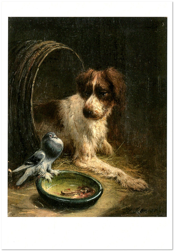  «Открытка Henriette Ronner-Knip — Spaniel Defending His Dinner (HRK38)», бренда Artistic Card - фото №1