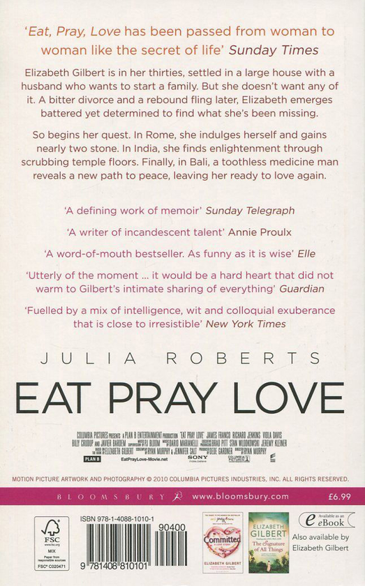 Бумажная книга «Eat, Pray, Love», автор Элизабет Гилберт - фото №1