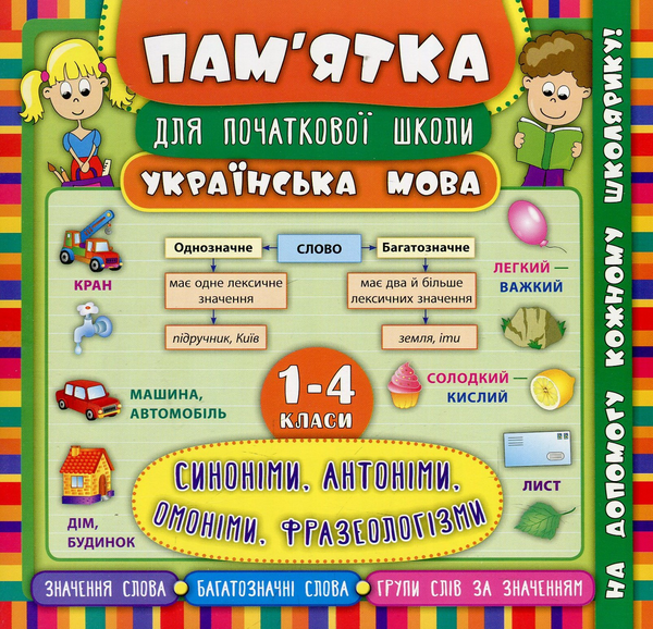Бумажная книга «Українська мова. Синоніми, антоніми, омоніми, фразеологізми. 1-4 класи», автор Елена Собчук - фото №1