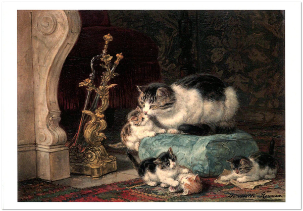  «Открытка Henriette Ronner-Knip — Playful Kittens Near a Fire Place (HRK33)», бренда Artistic Card - фото №1