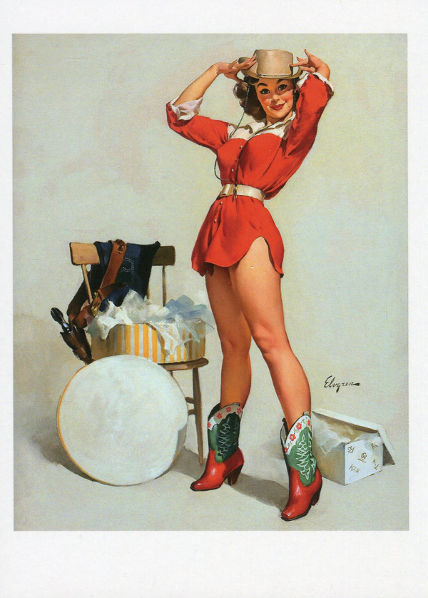 «Открытка Gil Elvgren — Something New, Brown & Bigelow calendar illustration, 1946 (GE12)», бренда Artistic Card - фото №1
