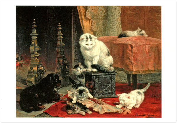 «Открытка Henriette Ronner-Knip — Kittens Playing with a Fan (HRK26)», бренда Artistic Card - фото №1