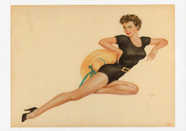 «Открытка Alberto Vargas — Two Of Clubs, playing card illustration (AV01)», бренда Artistic Card - фото №1