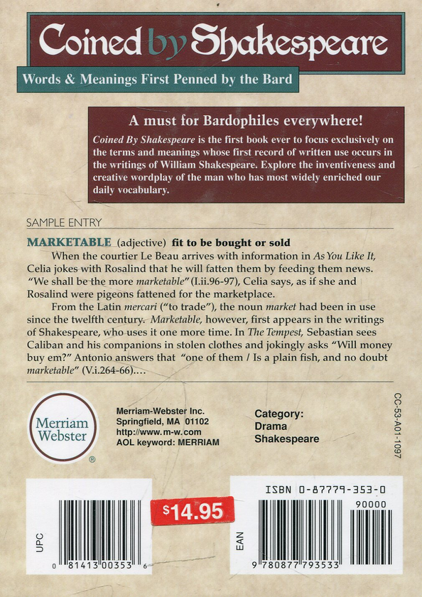 Бумажная книга «Coined by Shakespeare: Words and Meanings First Penned by the Bard», автор Джефф МакКвин - фото №1