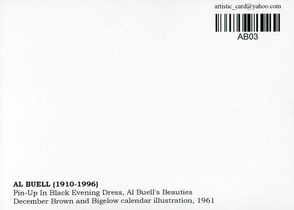  «Открытка Al Buell — Pin-Up In Black Evening Dress, Al Buell's Beauties (AB03)», бренда Artistic Card - фото №1
