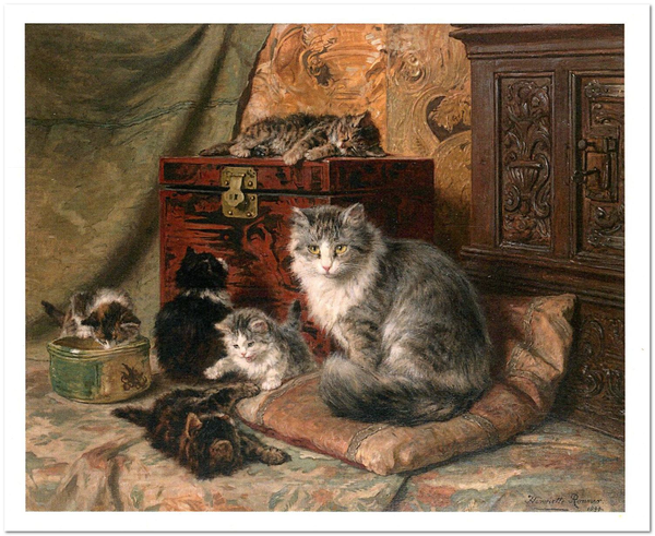 «Открытка Henriette Ronner-Knip - A Cat and Her Kittens at Play (HRK09)», бренда Artistic Card - фото №1