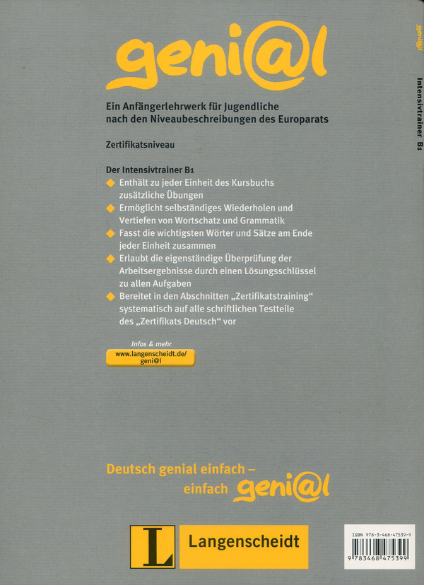 Паперова книга «Geni@l. Zertifikatsniveau. Intensivtrainer B1», автор Лутц Рорманн - фото №1