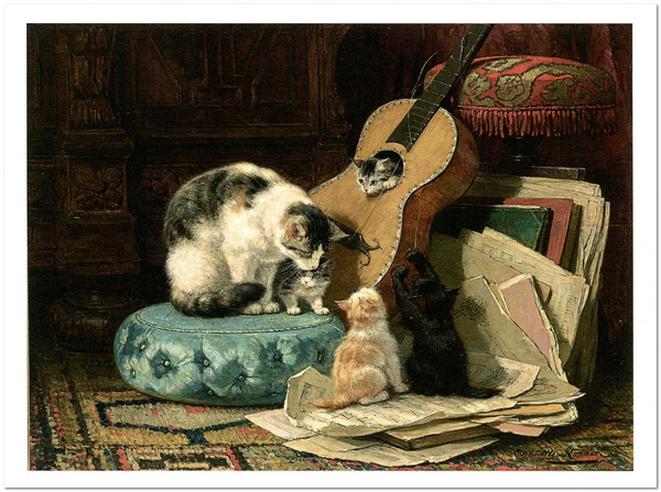  «Открытка Henriette Ronner-Knip - The Guitar Lesson (HRK04)», бренда Artistic Card - фото №1