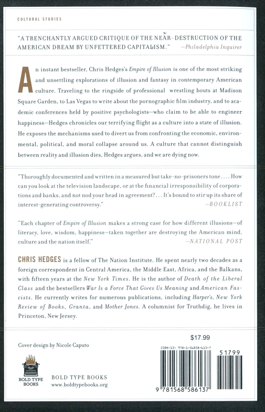 Бумажная книга «Empire of Illusion: The End of Literacy and the Triumph of Spectacle», автор Крис Хеджес - фото №1