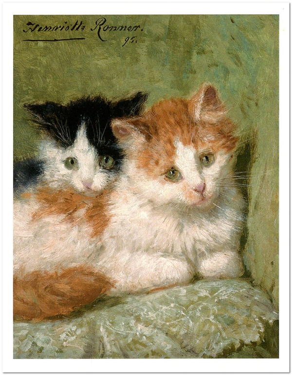 «Открытка Henriette Ronner-Knip - Two Kittens Sitting on a Cushion (HRK01)», бренда Artistic Card - фото №1