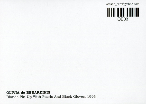 «Открытка Olivia De Berardini — Blonde Pin-Up With Pearls And Black Gloves, 1993 (OB03)», бренда Artistic Card - фото №1
