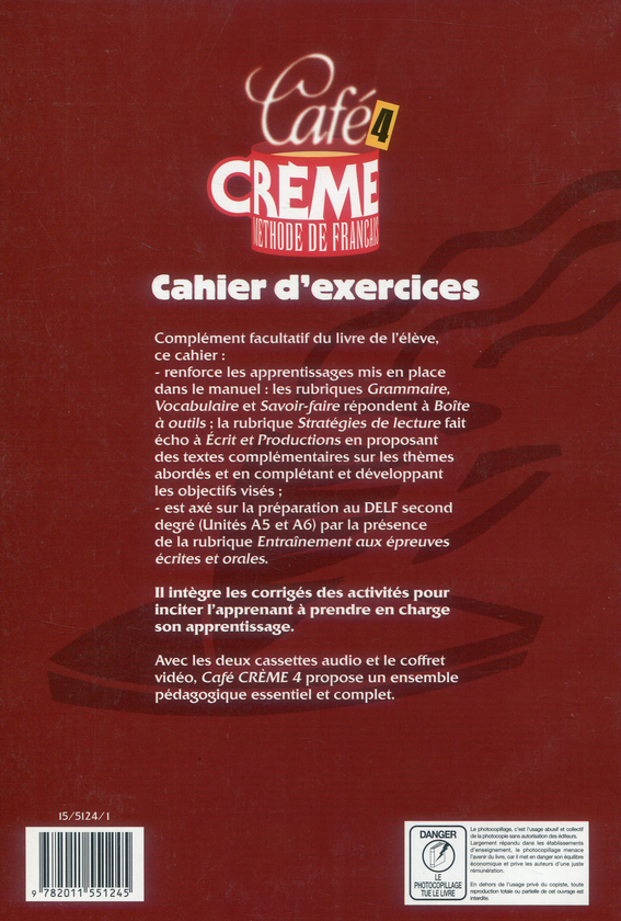 Паперова книга «Cafe Creme 4. Cahier D'Exercices», автор Пьерр Мот - фото №1