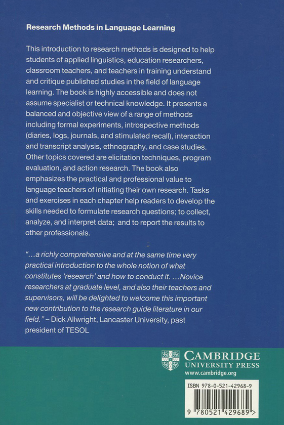 [object Object] «Research Methods in Language Learning», автор Давид Нунан - фото №2 - мініатюра