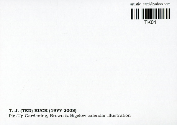 «Листівка T. J. (Ted) Kuck — Pin-Up Gardening, Brown & Bigelow calendar illustration (TK01)», бренду Artistic Card - фото №1