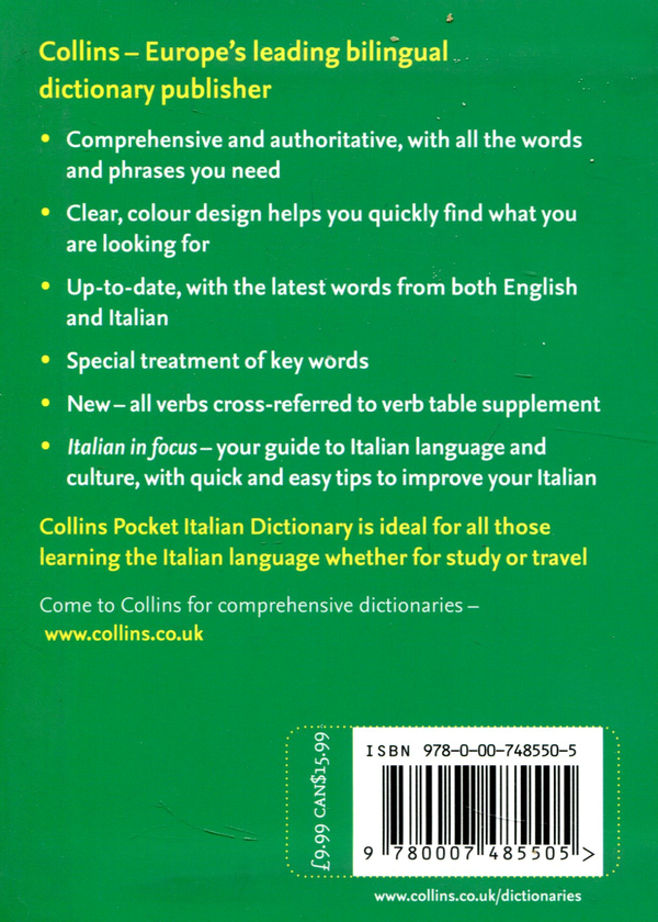 Бумажная книга «Collins Pocket Italian Dictionary» - фото №1