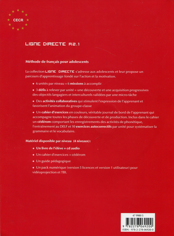 Бумажная книга «Ligne Directe 2 Livre eleve (+ CD audio)», автор Валери Люмени - фото №1