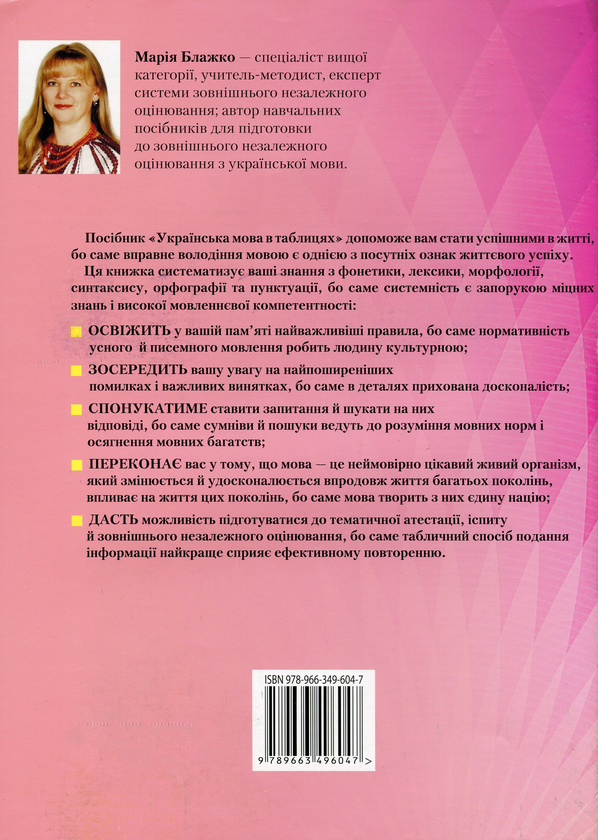 Бумажная книга «Українська мова в таблицях. Навчальний посібник для учнів загальноосвітніх навчальних закладів», автор Мария Блажко - фото №1
