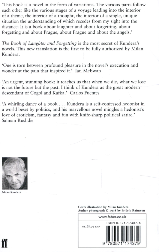 Паперова книга «The Book of Laughter and Forgetting», автор Мілан Кундера - фото №1