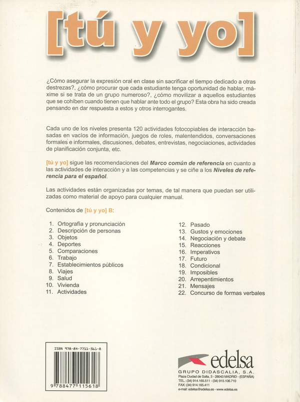 Бумажная книга «Tu y yo. Actividades de interaccion oral y escrita. Nivel B», автор Дэвид Варгас - фото №1