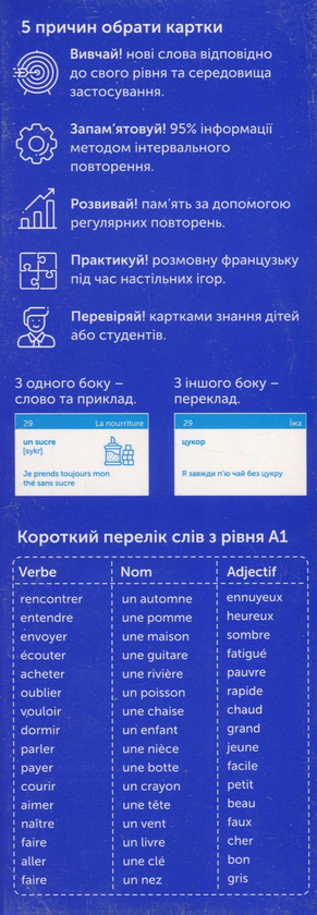 Бумажная книга «500 карток для вивчення французської мови. А1 початковий рівень» - фото №1