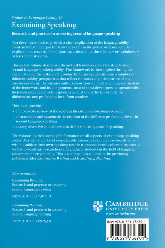 [object Object] «Studies in Language Testing. Volume 30. Examining Speaking. Research and Practice in Assessing Second Language Speaking» - фото №2 - мініатюра