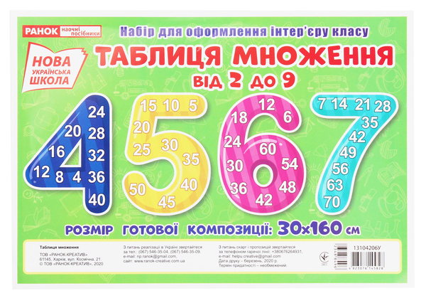 Книга Таблиця множення від 2 до 9. Набір для оформлення...