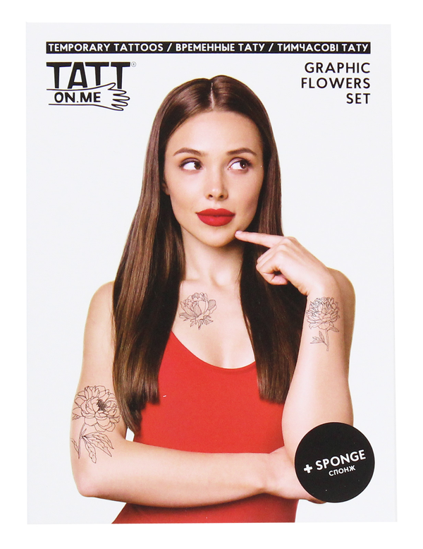 «Тимчасові тату TATTon.me Graphic Flowers set», бренду TATTon.me - фото №1