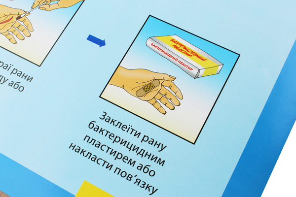 Бумажная книга «Перша медична допомога при забоях і невеликих ранах. Плакат» - фото №1